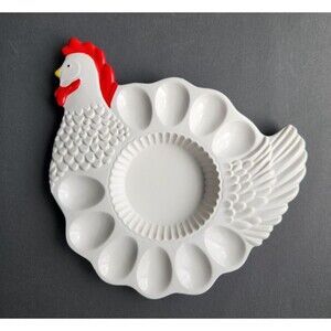 Deviled Egg Platter Plate Chicken Hen Rooster Dish Farmcore Country Kitchen